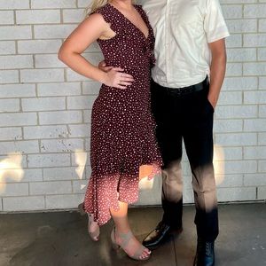 Maroon Ruffle Wrap dress